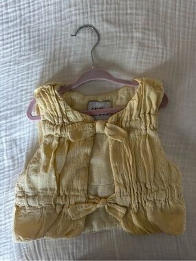 Zara Yellow Crinkled Bow Vest - Kids